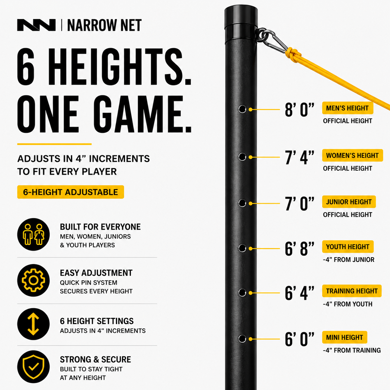 Narrow Net Volleyball System